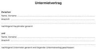 Kostenloser untermietvertrag zum ausdrucken : Untermietvertrag Vorlage Kostenlos Gratis Muster
