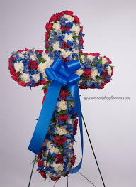 Funeral flowers can be used as a beautiful reminder of your loved one's life. Funeral Crosses Standing Sprays Vickies Flowers Brighton Co Florist