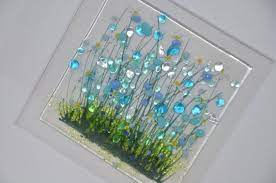 Handmade Fused Glass Art Cornflower Picture Fused Glass Art Glass Fusing Projects Broken Glass Art