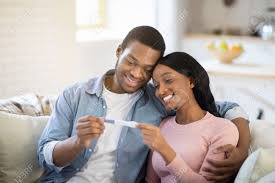 Some home pregnancy tests claim they're sensitive enough to give a positive result as early as five days before you would expect your next period. Smiling Future Mom And Dad With Positive Pregnancy Test Waiting Stock Photo Picture And Royalty Free Image Image 159904189