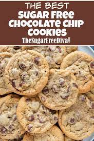 Sugar Free Chocolate Chip Cookies Sugar Free Recipes Desserts Sugar Free Baking Sugar Free Chocolate Chip Cookies