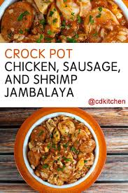 Slow Cooker Chicken Sausage And Shrimp Jambalaya Chicken Smoked Sausage And Cooked Shrim In 2020 Slow Cooker Jambalaya Jambalaya Recipe Jambalaya Recipe Crockpot