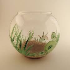 Hand Painted Fish Bowl When Water Is Put In It Looks Like The Plants Are Moving As You Walk Around The Bowl Gre Small Fish Tanks Betta Fish Tank Betta Fish