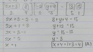 Nah yang akan kita bahas selanjutnya ialah cara untuk menyelesaikan sebuah persamaan linear 2 variabel soal no. Jika Diketahui Persamaan Matriks 2x 3 8 3 4 2 Y 4 2 3 3 15 5 1 Brainly Co Id