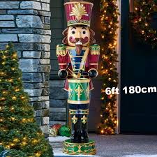 Life Size Nutcracker Pre Lit Sound 6ft Sculpture Christmas Indoor Outdoor Decor Christmas Outdoor Christmas Decorations Outdoor Christmas Nutcracker Christmas