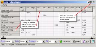 matrix help raw materials viewing materials in a