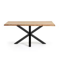 Round wooden kitchen table diameter 42 hight 30 could seat 6 nice decorative legs. Arya Cross Leg Dining Table In Black Oak Casa Lujo Cuckooland