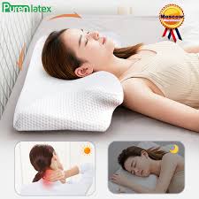 Improves your posture while you're sleeping. Purenlatex 14cm Contour Memory Foam Cervical Pillow Orthopedic Neck Pain Pillow For Side Back Stomach Sleeper Remedial Pillows Body Pillows Aliexpress