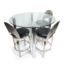 modern round glass chrome leg bar