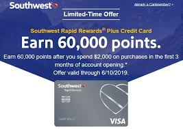 Southwest Visa Credit Card 60 000 Rapid Rewards Points