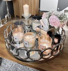 Mirrored Chain Link Tray Candle Tray Decor Candle Decor Living Room Candle Decor