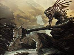 The Gladiodon Gladiodon Igneospinus Meaning Fire Spine Sword Tooth Is A Bizarre Colorful Gorgonopsid F Skull Island King Kong Skull Island Evolution Art