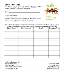 Donation Sheet Template 9 Free Pdf Documents Download