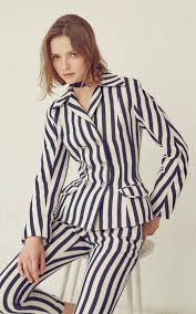 Black And White Striped Suit Womens Stripe Crepe Blazer Jacket By Soonil Ss19 Striped Jacket Crepe Blazer Fashion