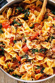 Tomato Spinach Sausage Pasta Recipe Sausage Pasta Recipes Sausage Pasta Dinner Pasta Dinner Recipes