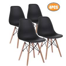 Giantex set of 4 kitchen dining chairs, easily assemble modern fabric cushion seat chair w/metal legs, mid century armless chairs for kitchen, dining room, restaurant, gray 4.6 out of 5 stars 311 $159.99 $ 159. Dining Chairs Set Of 4 Mid Century Modern Kitchen Chairs Plastic Seat And Back Side Chair With Metal Legs Black Wish