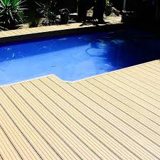 Pool Side Of The Wood Plastic Composite Floor Waterproof And Anti Skid Outdoor Wall Panels Outdoor Walls Outdoor Flooring