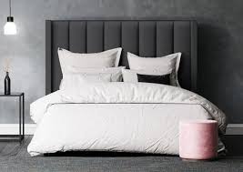 camila upholstered fabric wing bedhead charcoal winged bed fabric bed upholstered fabric