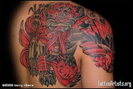 18) half arm onto the shoulder foo dog with vibrant colors that. 40 Ultimate Foo Dog Tattoo Designs