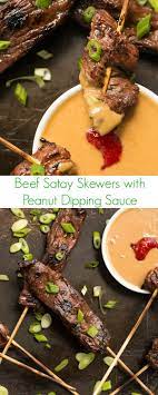 Beef Satay Skewers With Peanut Dipping Sauce The Lemon Bowl Recipe Beef Satay Peanut Recipes Peanut Dipping Sauces