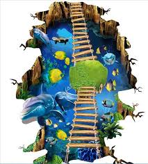 3d Flooring Waterproof Wall Paper Bathroom Custom Photo Pvc Sticker Sea World Dolphin Ladder Painting Wallpaper For Painting Wallpaper Floor Art Wall Wallpaper