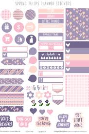 Spring Tulips Planner Stickers Printable Kartu Kertas Seni Buku Buku Mewarnai