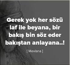 gerek yok her sozu laf ile beyana bir bakis bin soz eder bakistan anlayana mevlana ozlu sozler guzel soz alinti sozler