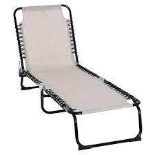 Outdoor Outsunny Portable 3 Position Reclining Folding Beach Chaise Lounge Chair Cream White Folding Lounge Chair Beach Lounge Chair Lounge Chair Outdoor
