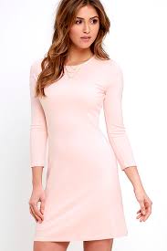Classic Light Pink Dress Long Sleeve Dress A Line Dress 48 00 Lulus