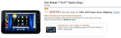 Dell Streak 7 WiFi Only Android Tablet ...