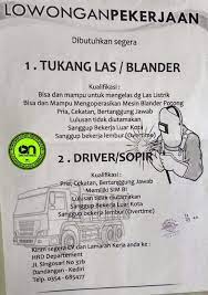 Inilah lowongan kerja supir b terbaru di 2020. Ora Nganggur Posts Facebook