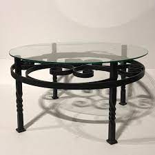 Simple wrought iron coffee table solid wood veneer desktop balcony coffee table. Wrought Iron Round Coffee Table Coffee Tables Tables European Antique Warehouse