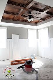 Diy Wood Coffered Ceiling I D Love To See It With A Whitewash Instead Of So Completely Dark Master Bedroom Diy Home Diy Ceiling