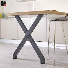 pied x en acier pieds de table table plateau bois
