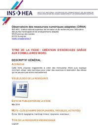 Que vous cherchiez des leçons d'histoire en ce2 à imprimer, des exercices. Titre De La Fiche Creation D Exercices Grace Aux Formulaires Word Pdf Free Download