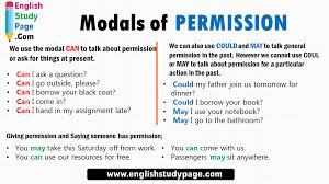 Modals Of Permission In English We Use The Modal Can To Talk About Permission Or Ask For Things At Present Examples In 2020 English Study English English Vocabulary