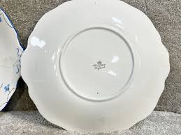 VINTAGE PAIR OF CAKE PLATES ALMA WARE ENGLAND CERAMIC BLUW FLOWER PATTERN