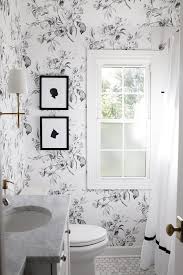 Black And White Floral Wallpaper Bathroom A Black And White Floral Bathroom Floral Bathroom White Floral Decor Bathroom Wallpaper