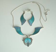Beautiful Scottish Signed Pat Cheney 925 Silver Enamel Necklace Earrings Set Bijoux Perle Original designs from the 'pat cheney' collection hand enamelled in stunning colourways. pinterest