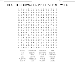 Health Information Professionals Week Word Search Wordmint