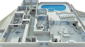 Fabulous Collection Of 3d House Plans With Pool Decor Inspirator