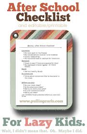 Editable After School Checklist After School Checklist School Checklist Chores For Kids