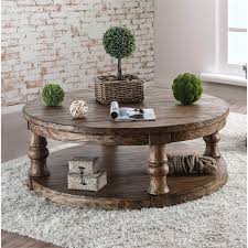 This short heighted coffee table has a narrow flat base that provides it a good stability on the ground. Furniture Of America Joss Rustic Round Wood Coffee Table In Oak Walmart Com Walmart Com