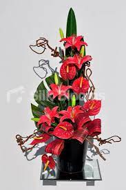 Beautiful Red Stargazer Lily And Anthurium Floral Table Arrangement Beautiful Red Stargazer Lily And Anthurium Floral Table Arrangement Baruta Table Bunga