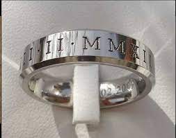 Men S Wedding Band Date Of Wedding Engraved On Outside Of Ring Wedding Rings Rings Roman Numeral Ring