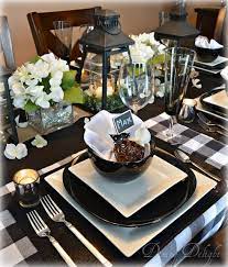 Dining Delight Black Lanterns Buffalo Check Tablescape Table Setting Decor Thanksgiving Table Settings Dining Table Decor