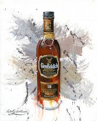 glenfiddich 18 by ian greathead 2020 painting acrylic on canvas singulart in 2021 glenfiddich whisky gold label whisky classic wine labels
