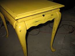Yellow End Table Distressed Refinishing Furniture End Tables Room Redo