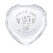 Feiner Herz Diamant Mit Gravur Zur Silbernen Hochzeit