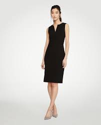 The Split Neck Sheath Dress In Seasonless Stretch Ann Taylor Dresses For Work Professional Dresses Split Neck Dress